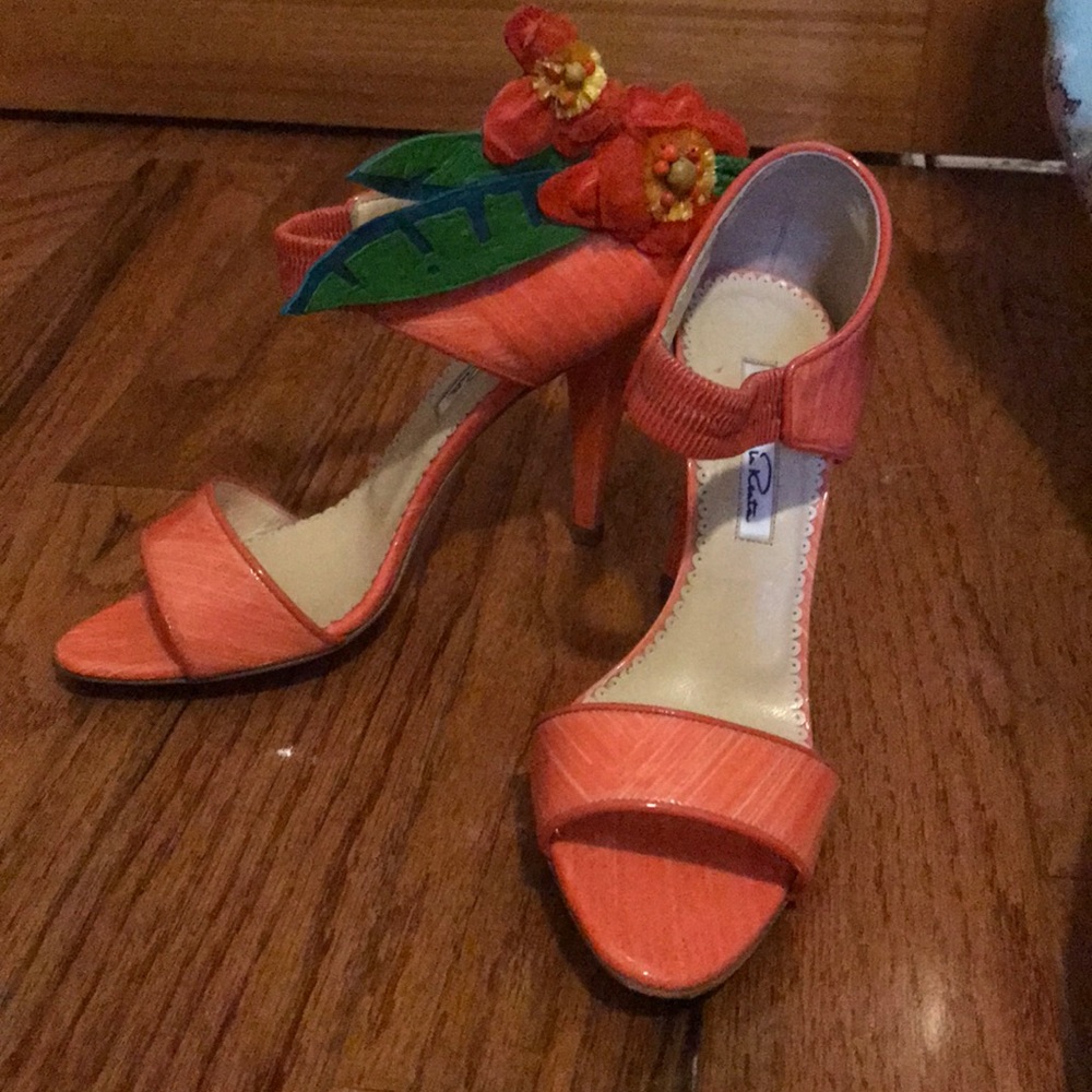 Fun orange Oscar De La Renta 3 in Heels!